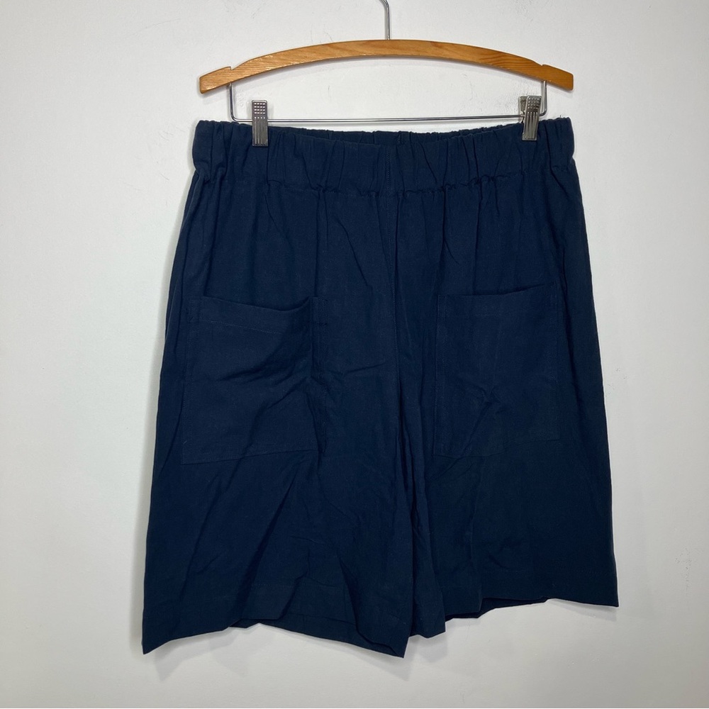 Handmade navy blue loose fit shorts patch‎ pockets women’s size large XL boho